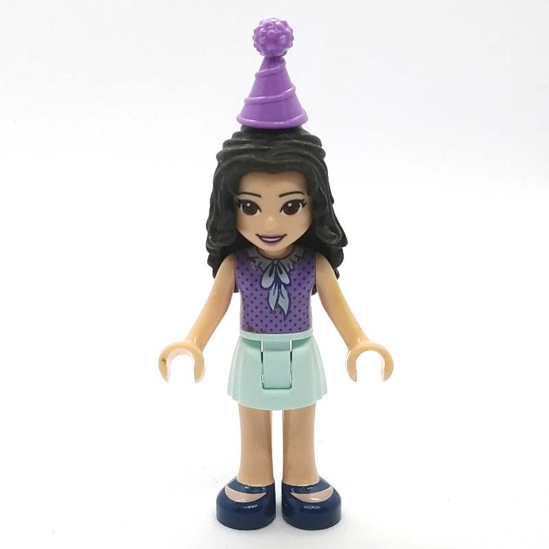 LEGO Emma - Medium Lavender Dotted Top, Light Aqua Skirt, Hat (fig-001666)
