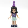 Emma - Medium Lavender Dotted Top, Light Aqua Skirt, Hat