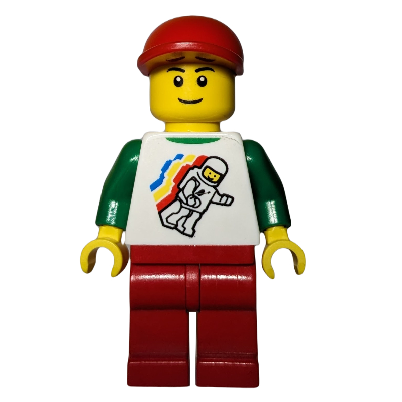 LEGO White Torso with Space Figure, Red Legs, Red Cap (fig-001722)