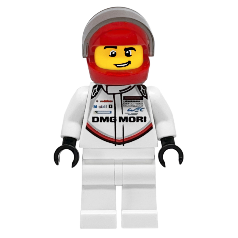LEGO Race Driver, White Torso, White Legs, Red Helmet, Porsche (fig-001728)