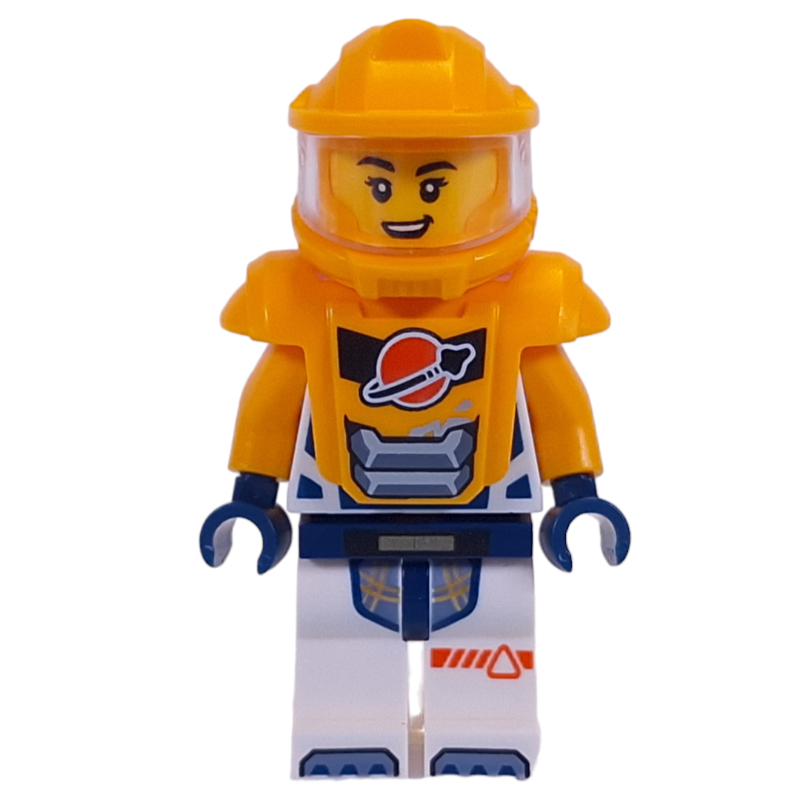 LEGO Astronaut, White Spacesuit, Bright Light Orange Armor and Helmet (fig-001731)