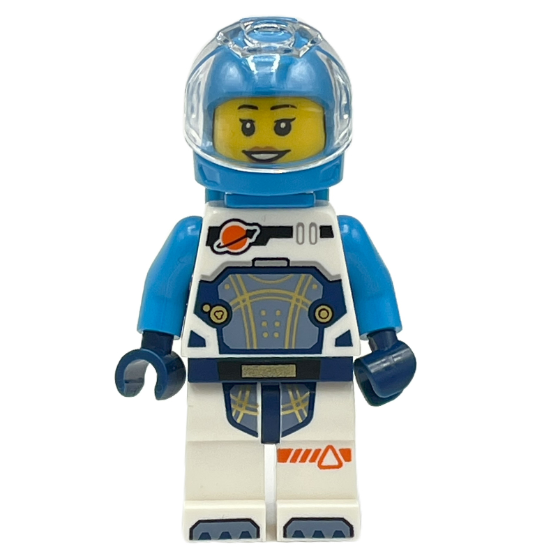 LEGO Astronaut, White and Dark Blue Spacesuit, Dark Azure Backpack and Helmet, Earpiece (fig-001757)