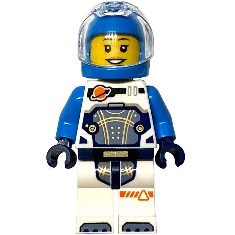LEGO Astronaut, White and Dark Blue Spacesuit, Dark Azure Helmet, Earpiece (fig-001781)