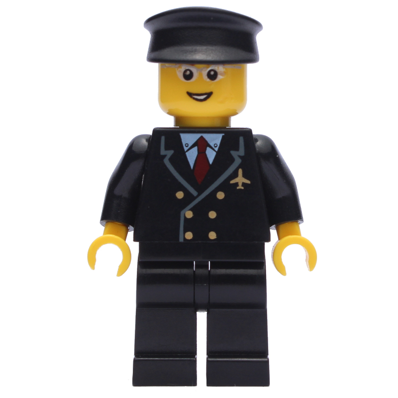 LEGO Pilot, Black Torso, Black Legs, Black Hat (fig-001878)