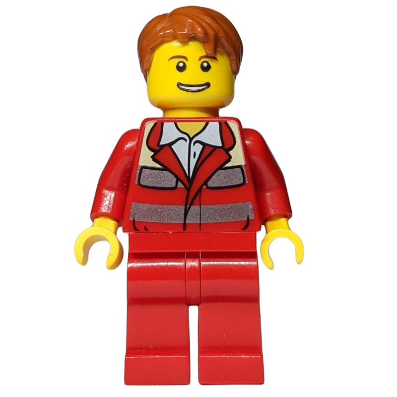 LEGO Paramedic, Red Uniform, Dark Orange Hair (fig-001882)