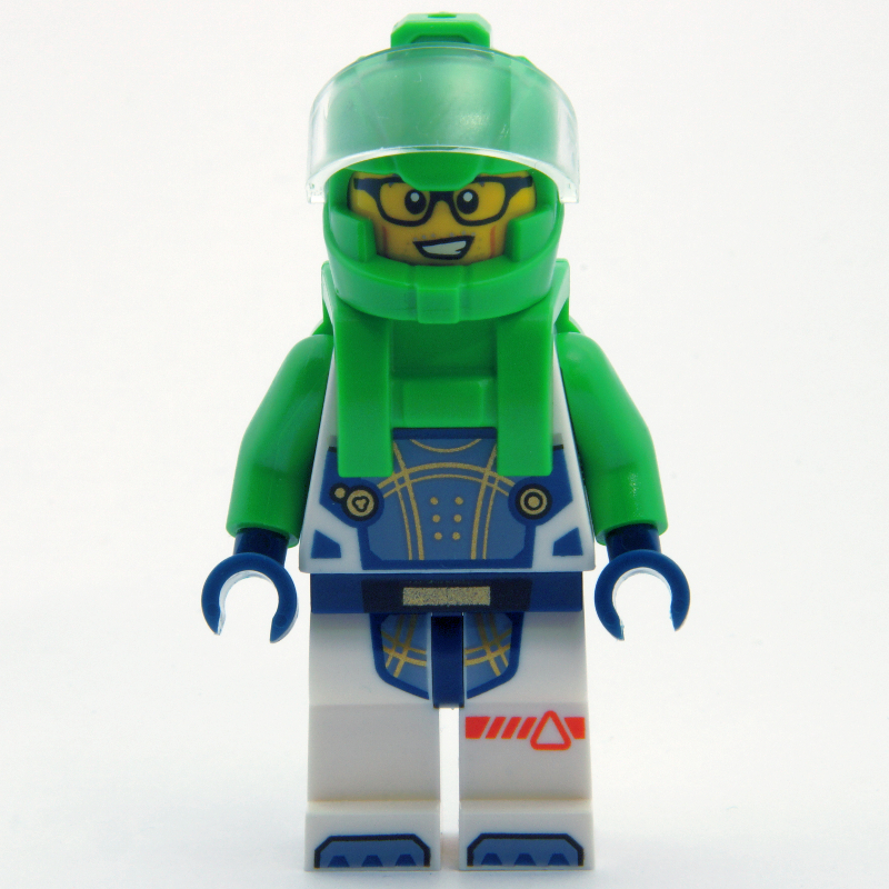 LEGO Astronaut, White Spacesuit, Bright Green Backpack and Helmet, Glasses (fig-001884)