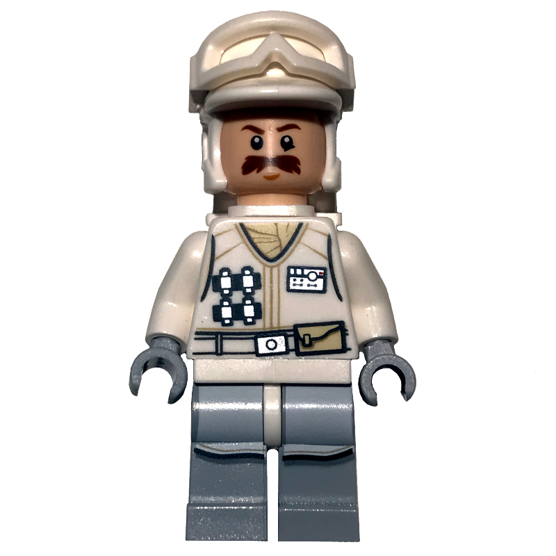 LEGO Rebel Trooper in Hoth Uniform, White Hat, White Jacket, Moustache (fig-001887)