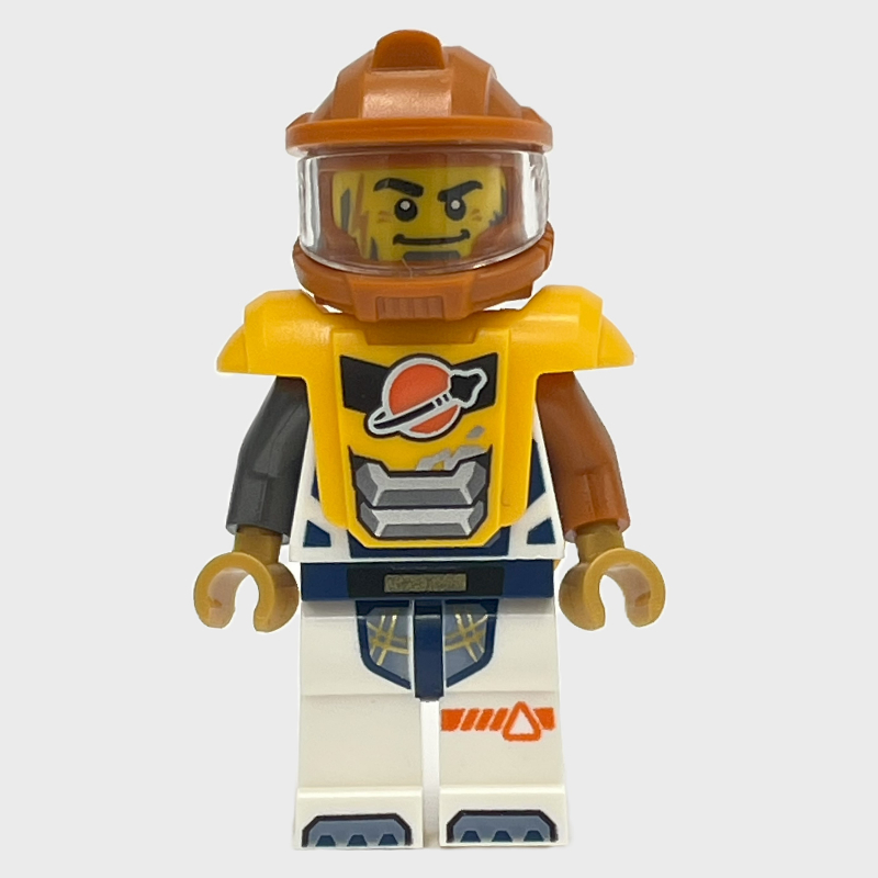 LEGO Astronaut, White Spacesuit, Bright Light Orange Armor, Dark Orange Helmet, Beard and Lightning Scar (fig-001888)