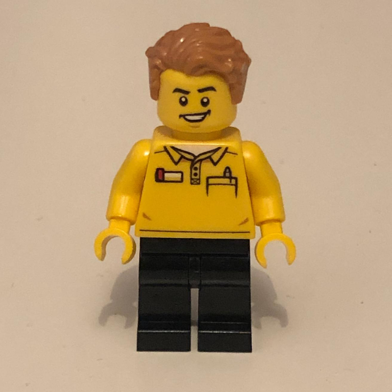 LEGO LEGO Store Employee, LEGO Logo on Back, Medium Nougat Hair (fig-001931)