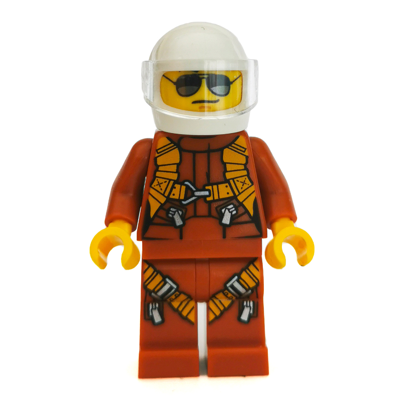 LEGO Pilot - Dark Orange Torso, Dark Orange Legs, White Helmet (fig-001933)