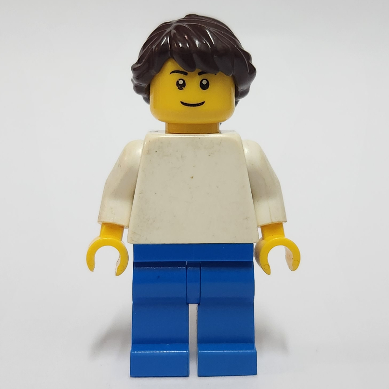 LEGO White Torso, Blue Legs, Long Reddish Brown Hair (fig-001955)