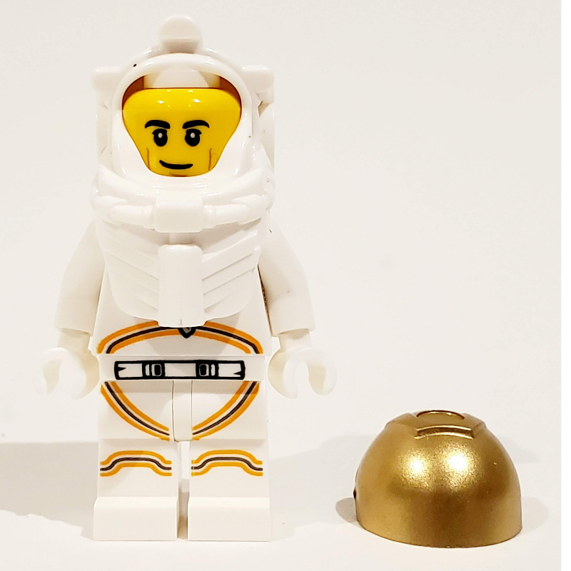 LEGO Astronaut - White Torso and Legs, Orange Trim, Smirk, Black Eyebrows (fig-002026)