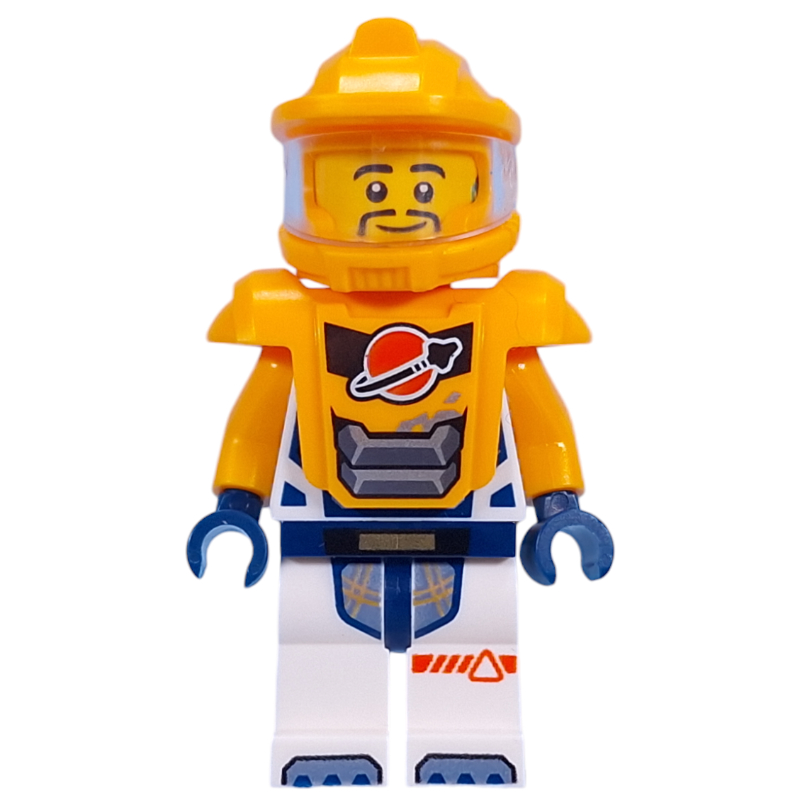 LEGO Astronaut, White Spacesuit, Bright Light Orange Armor and Helmet, Goatee (fig-002040)