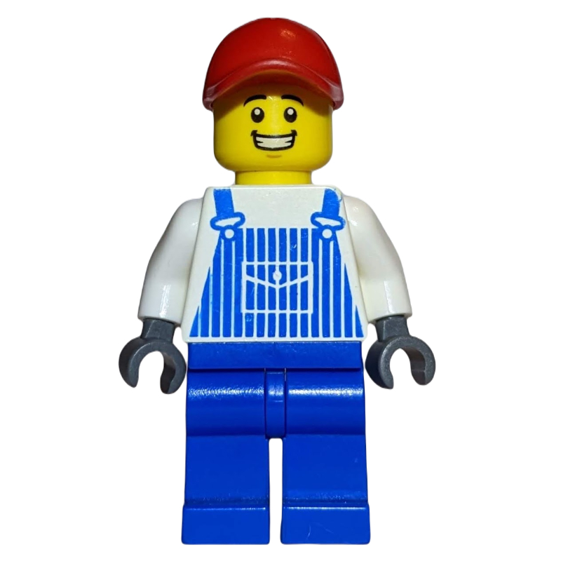 LEGO White Torso, Blue Overall, Red Cap (fig-002042)
