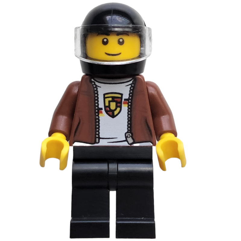 LEGO Reddish Brown jacket, Porsche Sweater, Black Legs (fig-002056)
