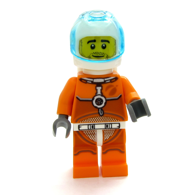 LEGO Astronaut - Orange Torso and Legs, White Helmet, Trans-Light Blue Visor, Beard (fig-002102)