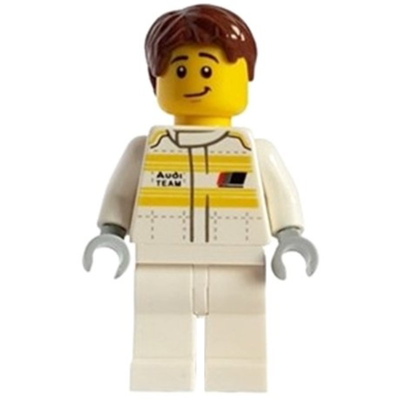LEGO Race Driver, Audi, White Torso, White Legs, Reddish Brown Hair (fig-002107)