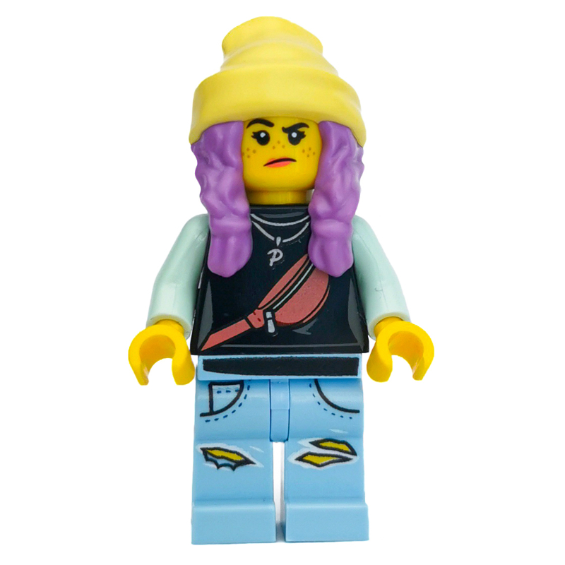 LEGO Parker L. Jackson, Black Top, Bright Light Yellow Beanie Hat, Medium Lavender Hair (fig-002126)