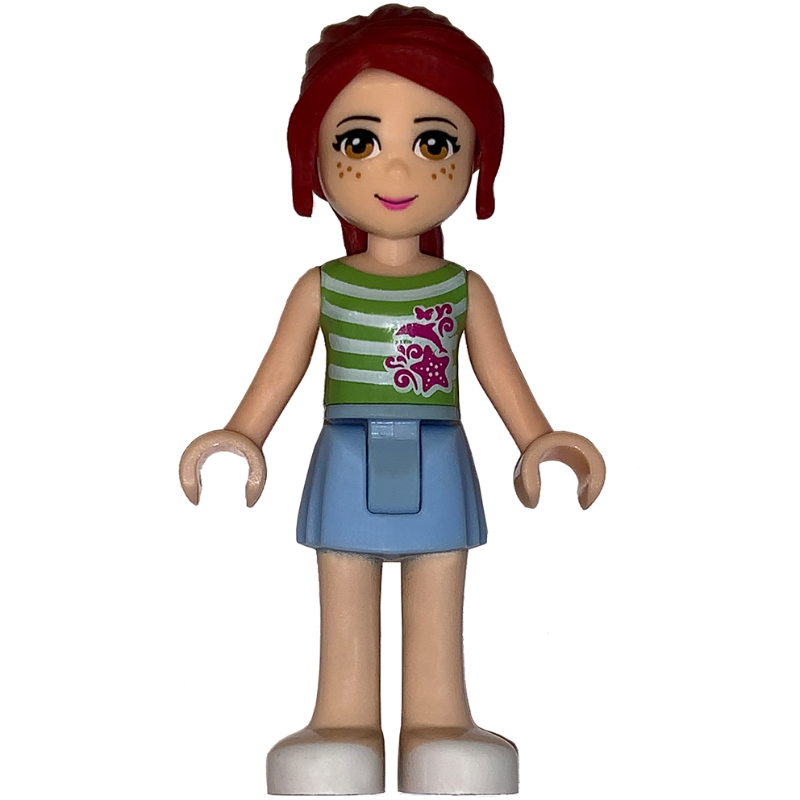 LEGO Mia - White/Lime Top, Bright Light Blue Skirt (fig-002342)