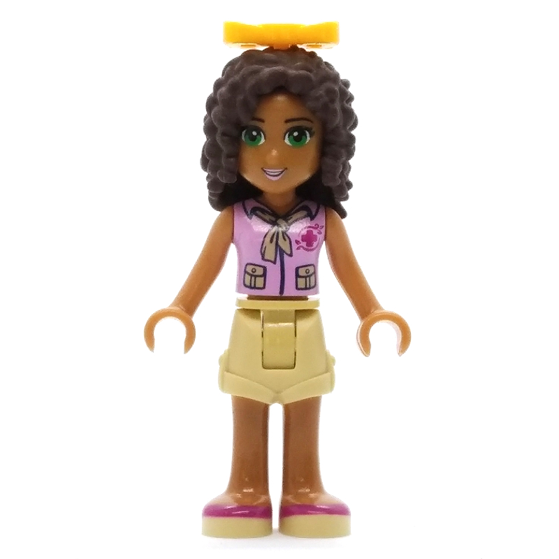 LEGO Andrea - Bright Pink Top, Tan Shorts, Bow (fig-002366)