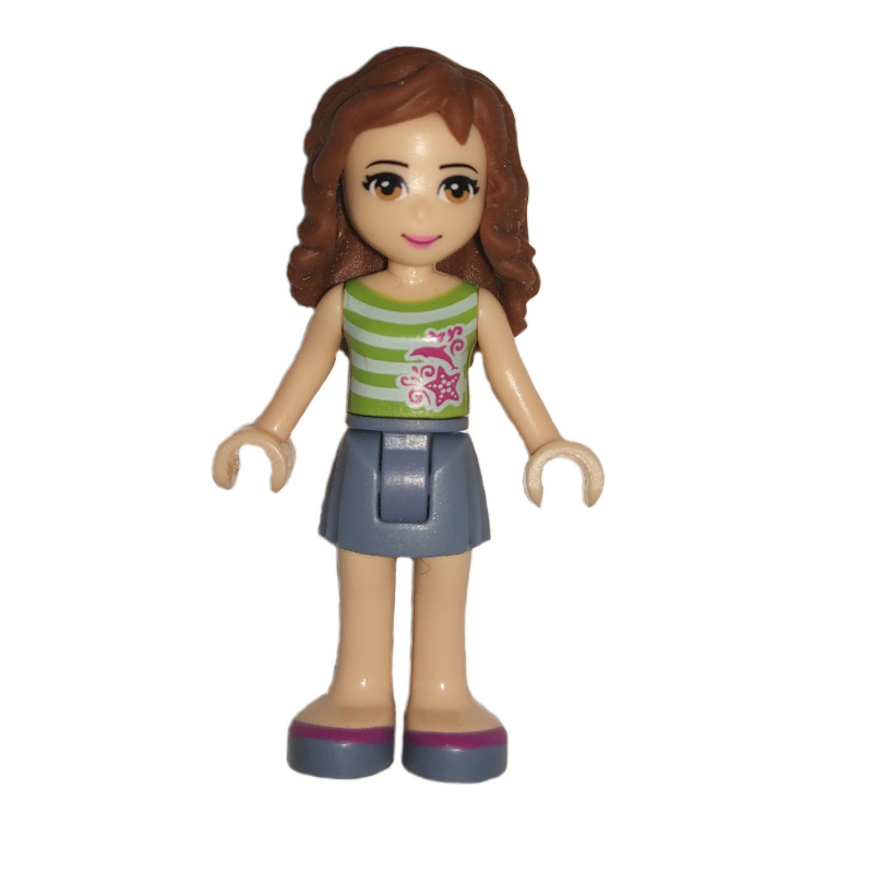 LEGO Olivia - White/Lime top, Sand Blue Skirt (fig-002370)