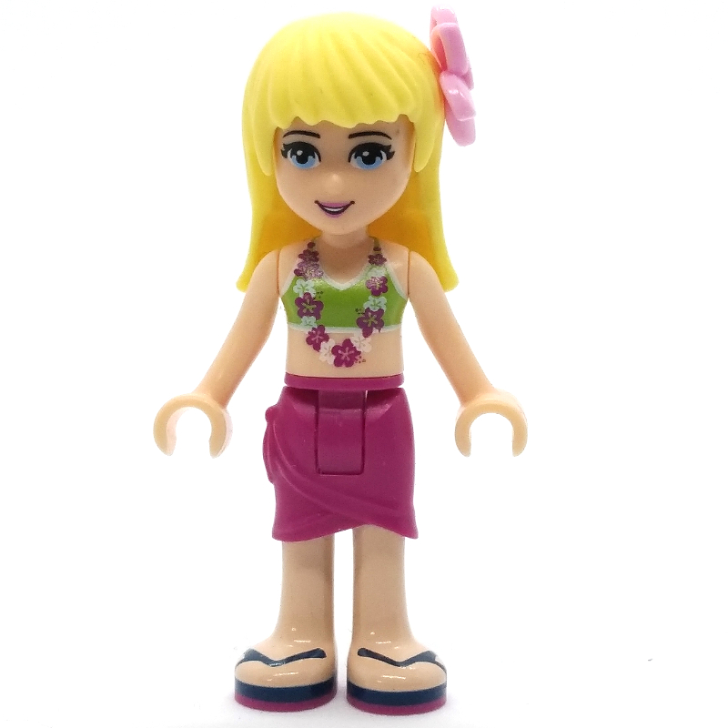 LEGO Stephanie - Lime Bikini, Magenta Skirt, Bright Pink Flower (fig-002384)