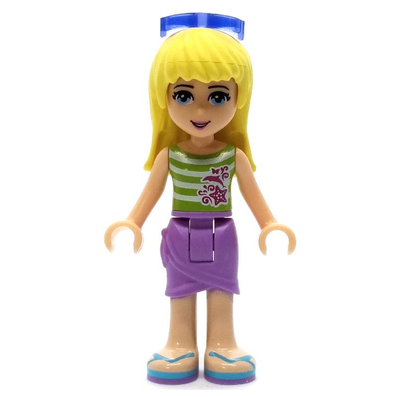 LEGO Stephanie - White/Lime Top, Lavender Skirt, Glasses (fig-002390)