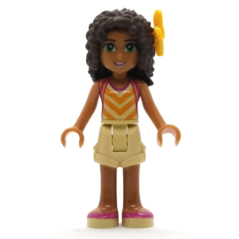 LEGO Andrea - Bright Light Yellow Top, Tan Shorts (fig-002403)