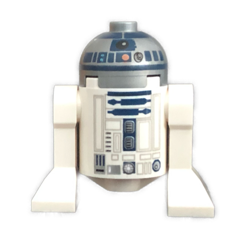 LEGO Astromech Droid, R2-D2, Flat Silver Dome, Dark Blue Print with Red Dots (fig-002473)