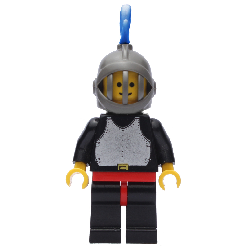LEGO Knight (Breastplate on Black) - Black Legs, Dark Gray Helmet, Blue Plume (fig-002478)
