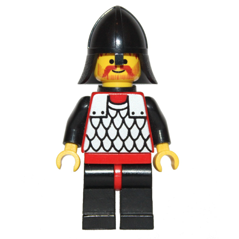 LEGO Knight (Scale Mail on Red) - Black Arms, Black Legs, Black Neck-Protector, Plastic Cape (fig-002484)