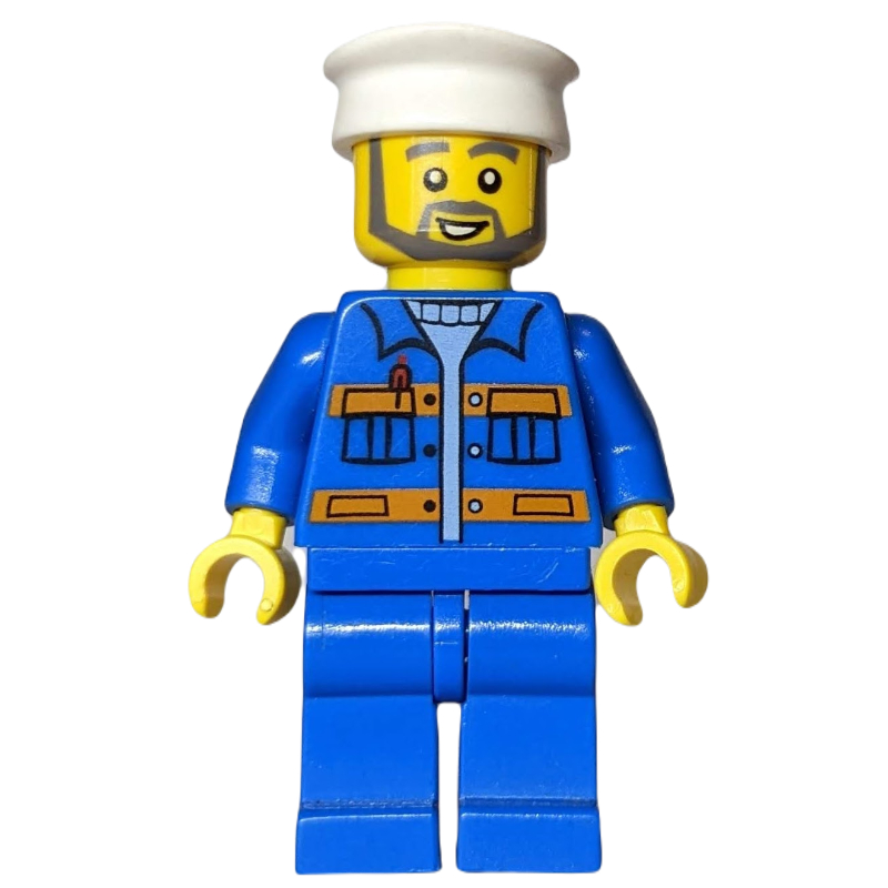 LEGO Worker with White Hat and Gray Beard (fig-002485)