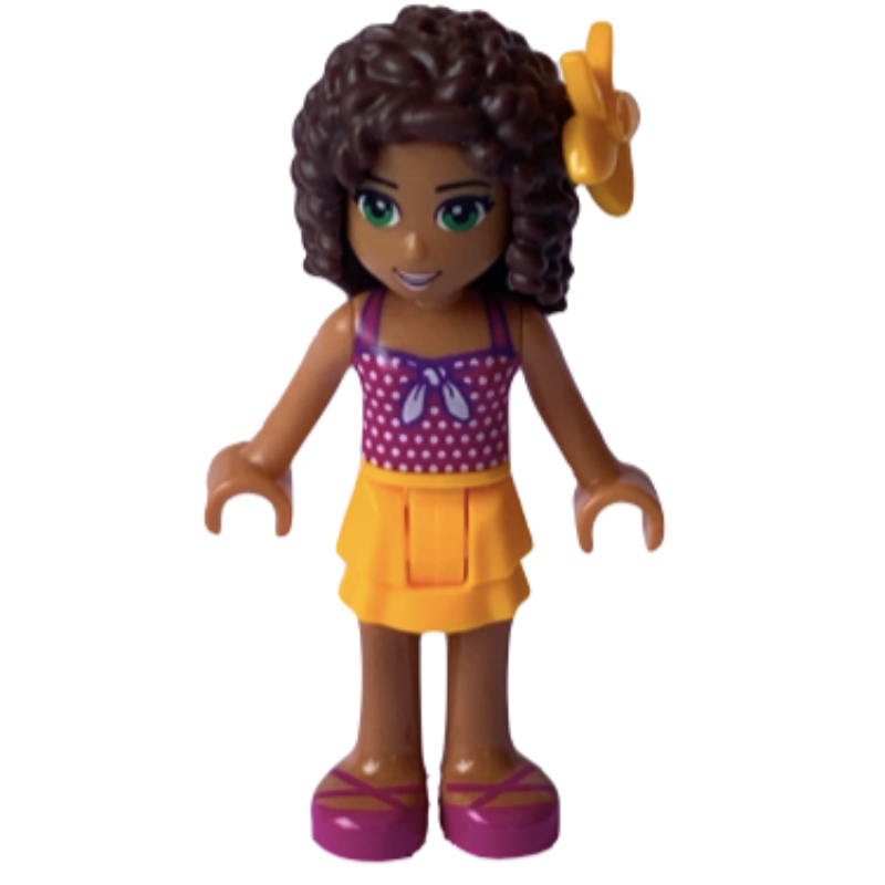 LEGO Andrea - Magenta Top, Bright Light Orange Skirt, Flower (fig-002592)
