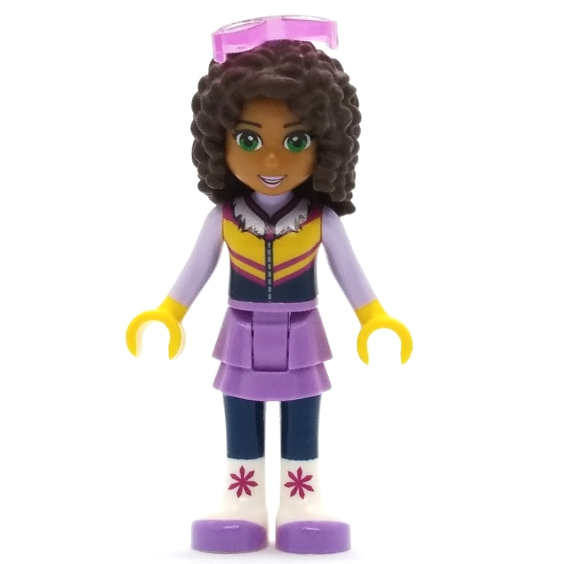 LEGO Andrea - Bright Light Orange Ski Vest, Medium Lavender Skirt, Glasses (fig-002605)