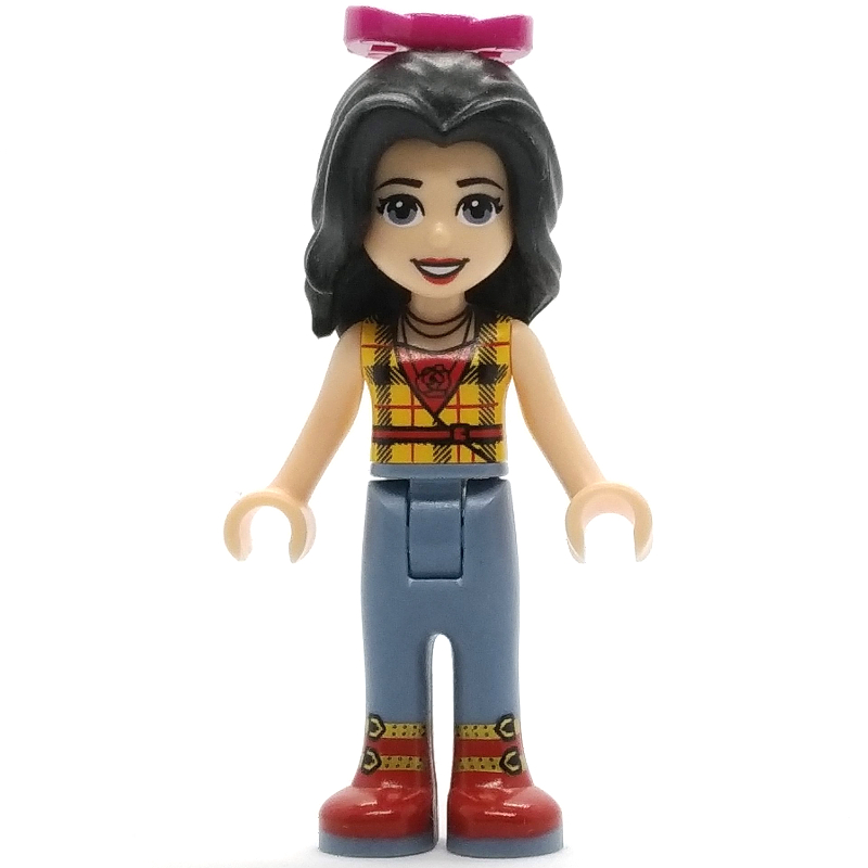 LEGO Vicky - Yellow Plaid Shirt, Sand Blue Trousers, Magenta Bow (fig-002655)