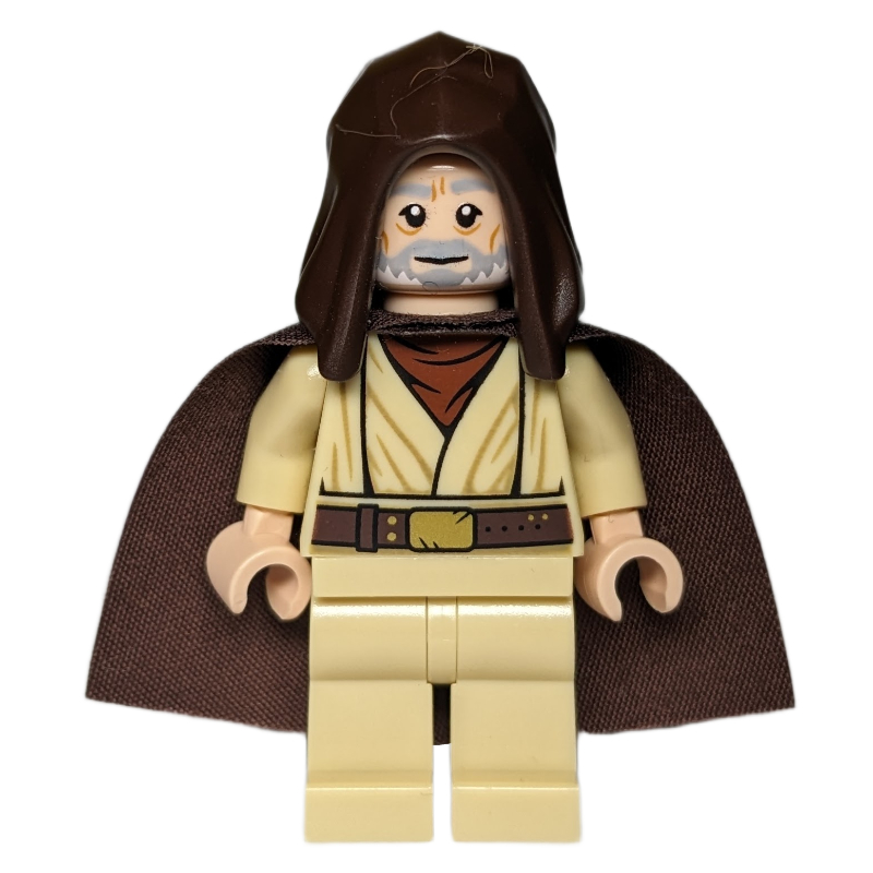 LEGO Obi-Wan Kenobi, Old, Tan Robes, Dark Brown Hood and Cape (fig-002685)