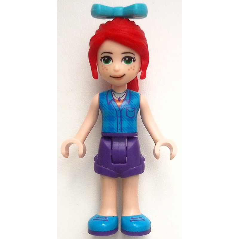 LEGO Mia - Blue Plaid Shirt, Dark Purple Skirt, Medium Azure Bow (fig-002710)