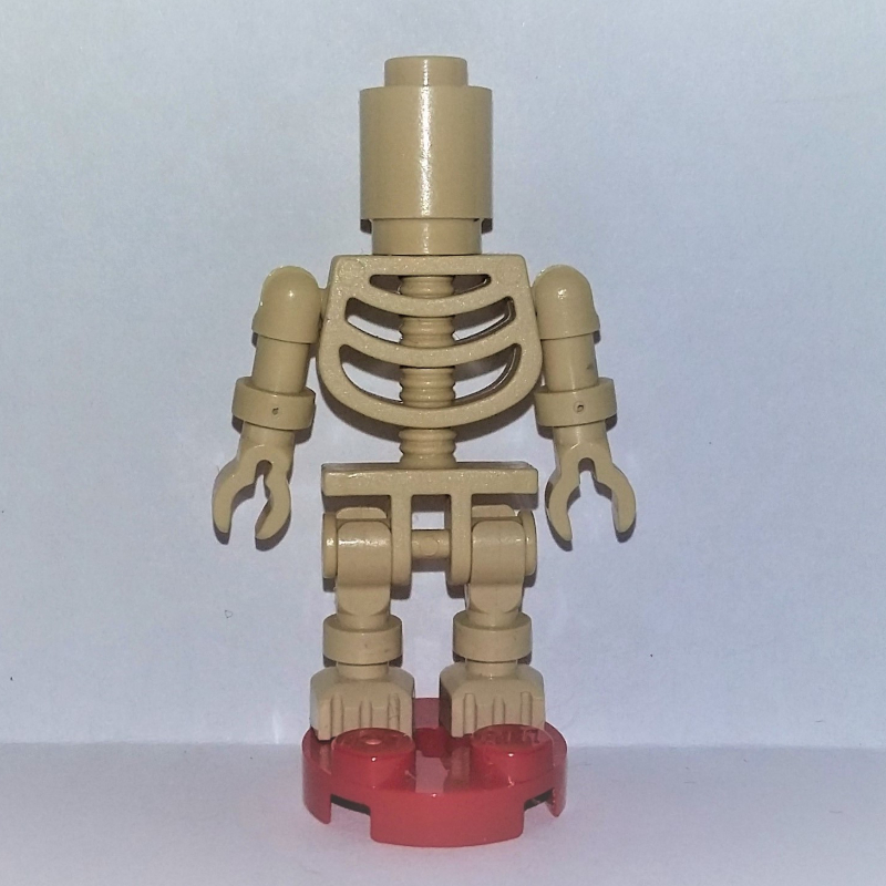 LEGO Skeleton with Round Brick Head and Round Red Plate Base (Bowling Pin) (fig-002987)