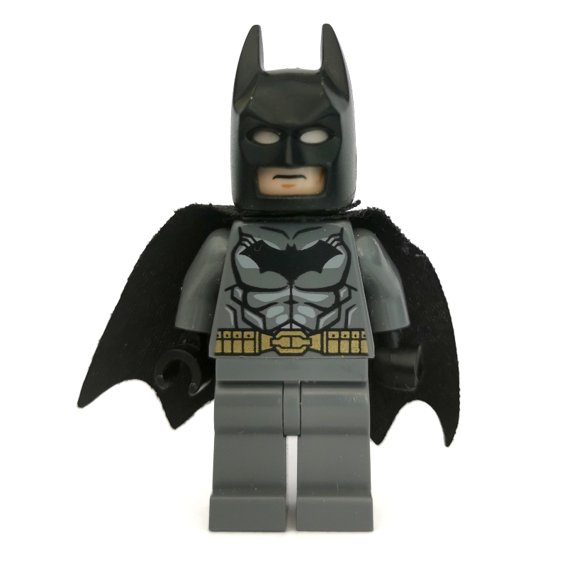 LEGO Batman, Dark Bluish Gray Suit, Black Cape and Cowl, Light Nougat Head, Dark Bluish Gray Hips, Muscles Outline (fig-003414)