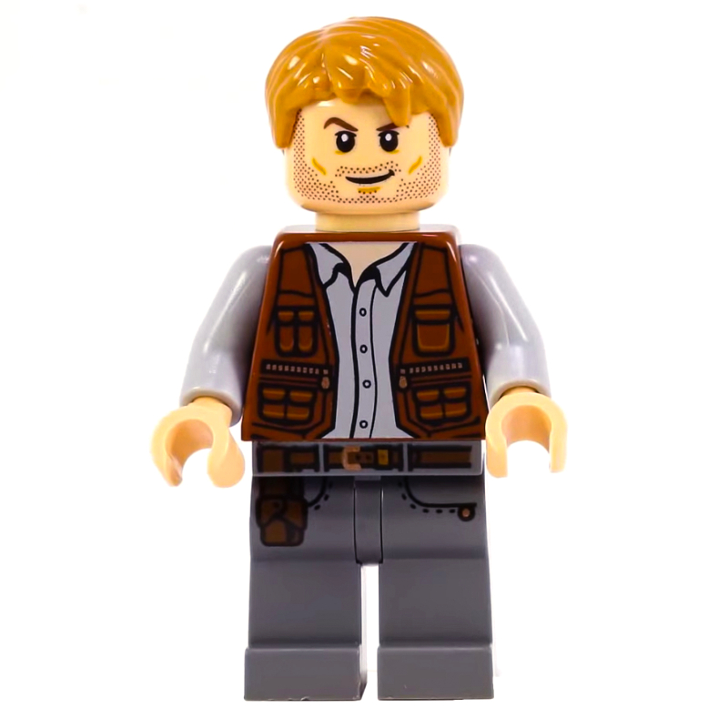 LEGO Owen Grady with Reddish Brown Vest, and Dark Bluish Gray Legs with Holster (fig-003419)