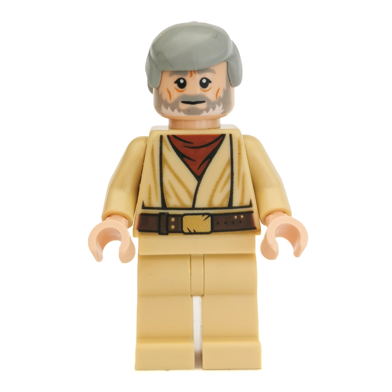 LEGO Obi-Wan Kenobi, Old, Tan Robes, Hair, White Pupils, White and Gray Beard (fig-003502)