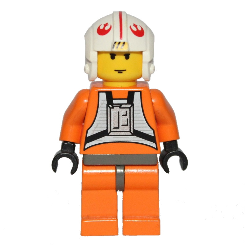 LEGO Luke Skywalker, Orange Rebel Pilot Outfit, Yellow Skin, Dark Gray Hips (fig-003526)