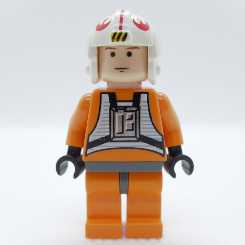 LEGO Luke Skywalker, Orange Rebel Pilot Outfit, Dark Bluish Gray Hips, Black Eyes (fig-003538)