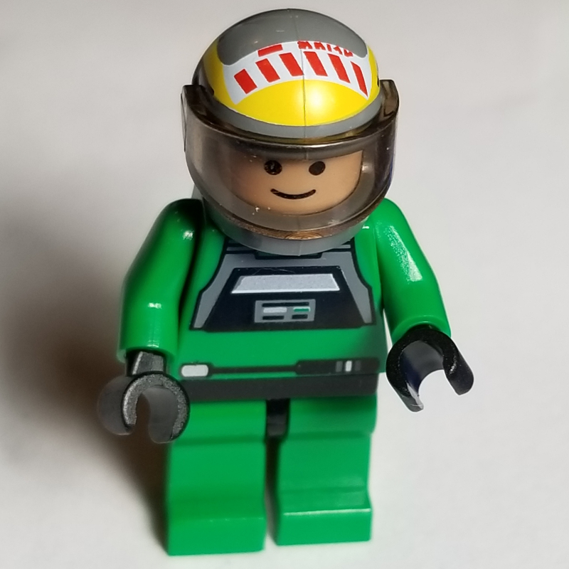 LEGO Rebel Pilot A-wing, Green Uniform, Black Eyes, Trans-Brown Visor (fig-003560)