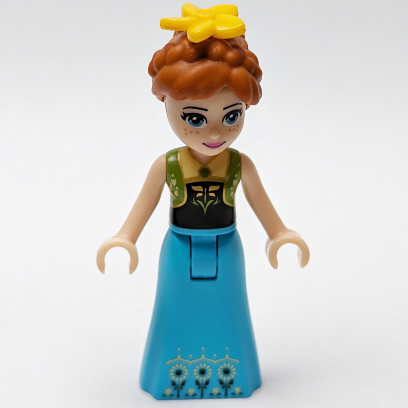 LEGO Anna - Lime Vest, Medium Azure Dress, Braids, Flower (fig-003572)