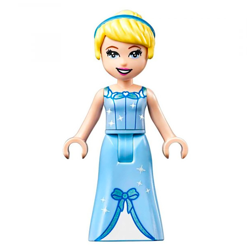LEGO Cinderella - Bright Light Blue Dress, White Under-Dress - Thick Hinge (fig-003598)