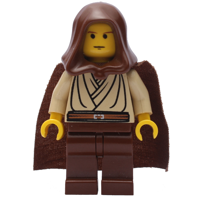 LEGO Obi-Wan Kenobi, Padawan, Yellow Skin, Brown Hood and Cape (fig-003643)
