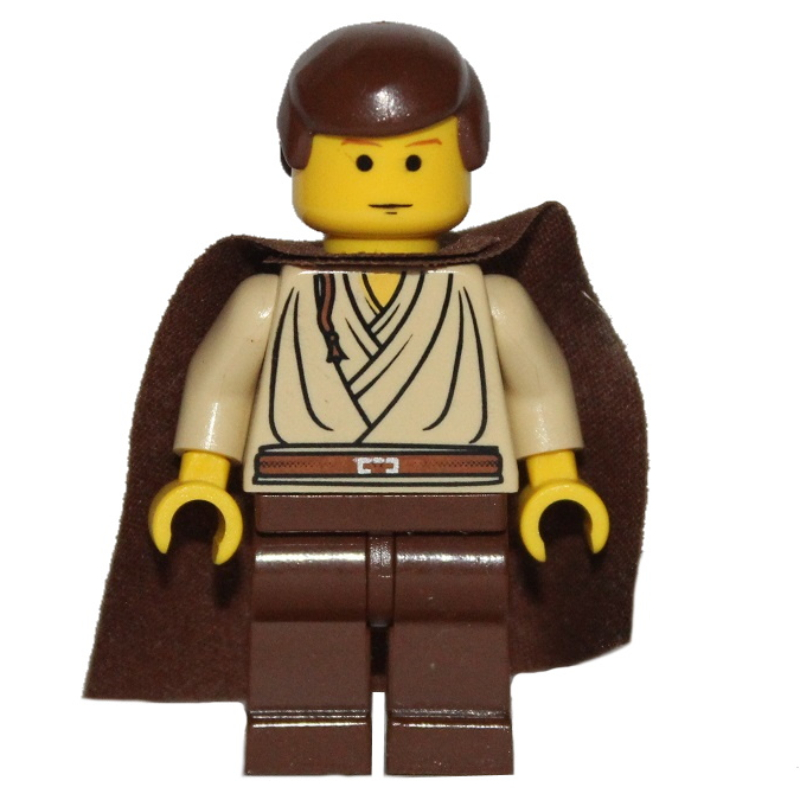 LEGO Obi-Wan Kenobi, Padawan, Yellow Skin, Brown Hair and Cape (fig-003655)