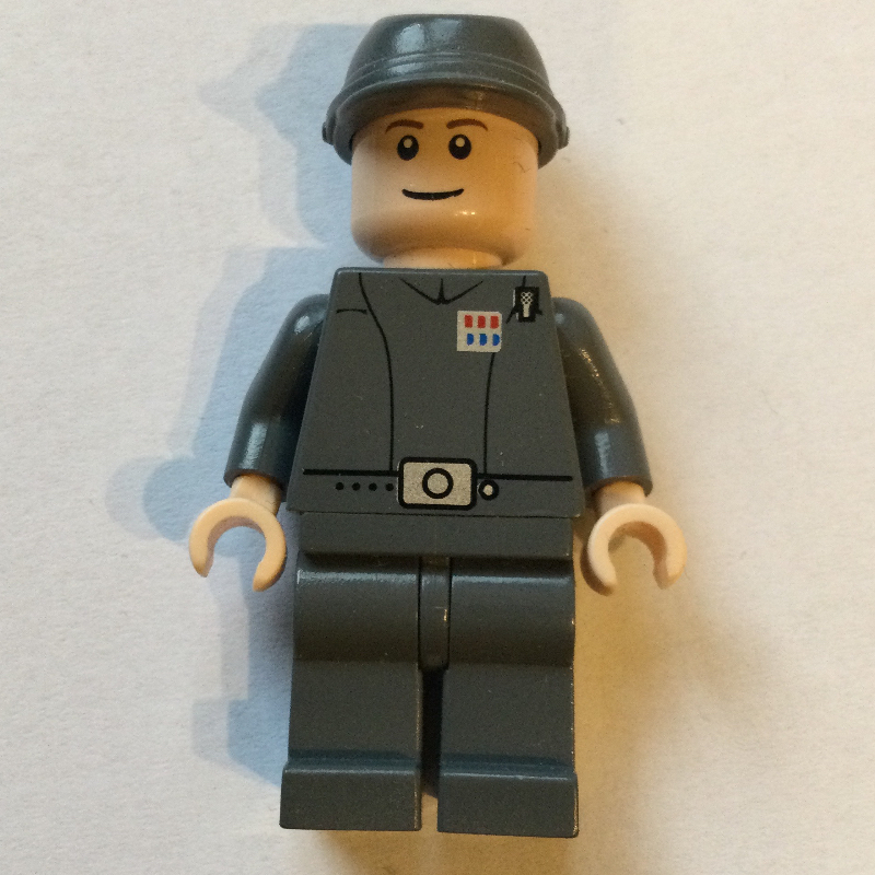 LEGO Imperial Officer / Captain / Commandant / Commander, Dark Bluish Gray Uniform, Cavalry Cap, Brown Eyebrows (fig-003674)