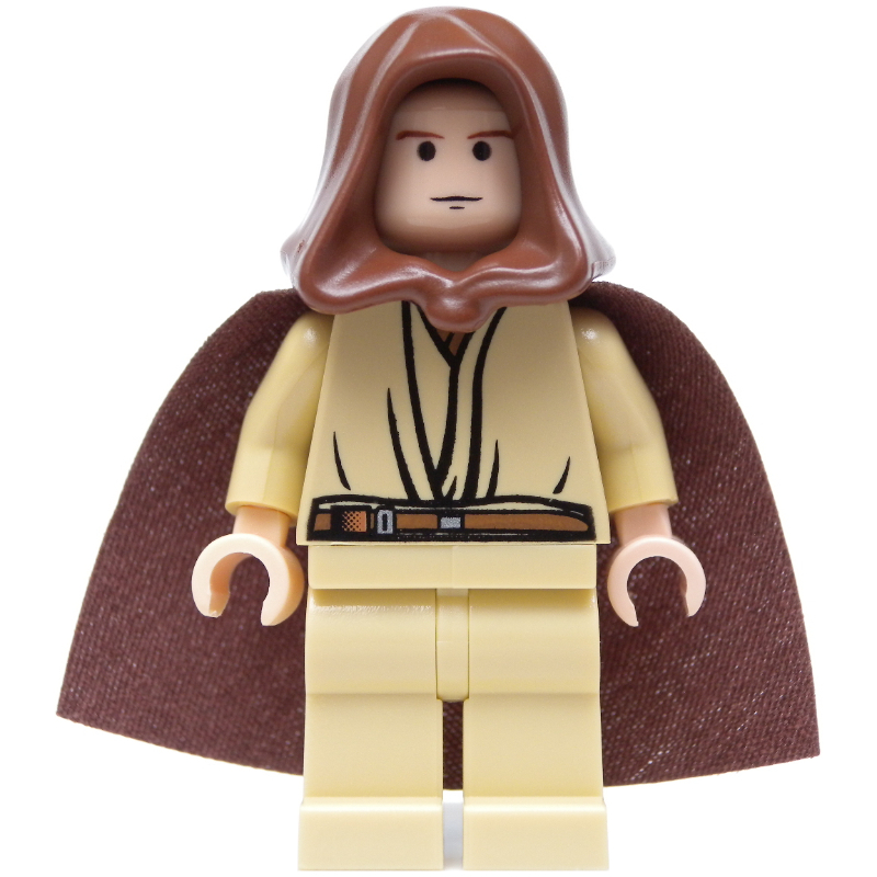 LEGO Obi-Wan Kenobi, Padawan, Reddish Brown Hood and Cape, Black Eyes (fig-003684)